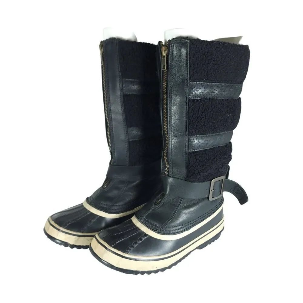 Sorel Women's Helen Of Tundra II US7 Black Leather Waterproof Winter Boots
